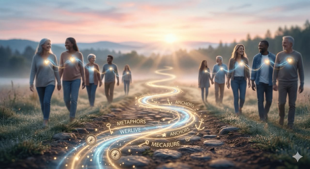 Community walking together on a healing path